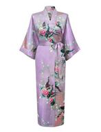 KIMU® Kimono Lila Maxi XL-XXL Yukata Satijn Lang Lange Licht, Ophalen of Verzenden, Nieuw, Maat 46/48 (XL) of groter, Carnaval
