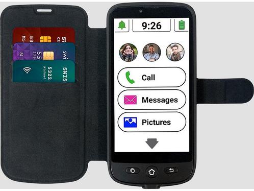 Swissvoice S510-M met wallet hoesje, senior mobiele telefoon, Huis en Inrichting, Woonaccessoires | Overige, Zo goed als nieuw