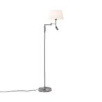 Vloerlamp staal met witte kap en verstelbare leeslamp -, Nieuw, Overige materialen, Retro, 150 tot 200 cm