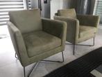 leren fauteuils met kruisframe - groen leer - Echt leer, Mo, Huis en Inrichting, Fauteuils, Nieuw, Ophalen of Verzenden, Industrieel