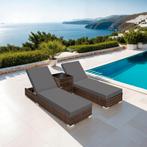 2 wicker ligbedden met aluminium frame en tafel, inclusief b, Verzenden, Nieuw