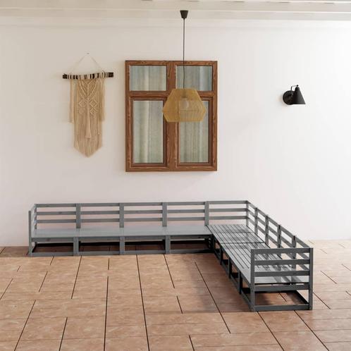 vidaXL 9-delige Loungeset massief grenenhout grijs, Tuin en Terras, Tuinsets en Loungesets, Loungeset, Nieuw, Verzenden