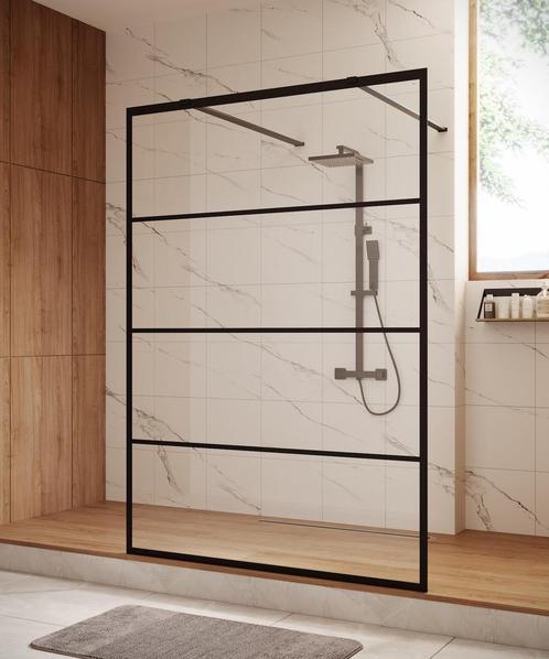 Douchewand Andorra 130 x 200 cm Zwart – Inloopdouche 8 mm, Doe-het-zelf en Verbouw, Sanitair, Nieuw, Douche, Verzenden