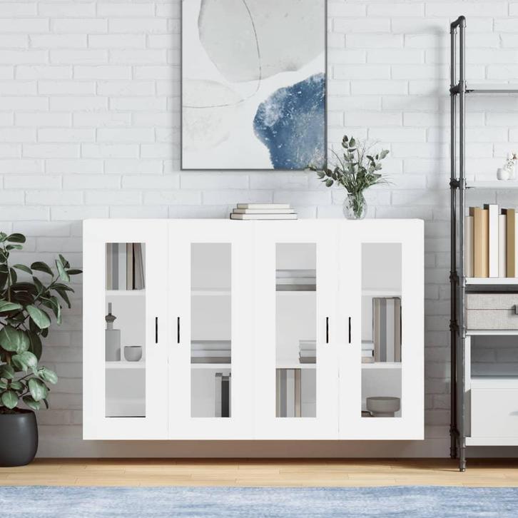 vidaXL Hangkasten 2 st bewerkt hout wit, Huis en Inrichting, Kasten | Buffetkasten, Nieuw, Overige houtsoorten, Verzenden