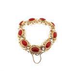 Gouden armband met bloedkoralen; Antiek | 18,5 cm (vintage), Sieraden, Tassen en Uiterlijk, Armbanden, Gebruikt, Overige kleuren