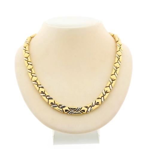 18 Krt. Bicolor gouden collier; 47 cm | Chimento, Sieraden, Tassen en Uiterlijk, Kettingen, Overige kleuren, Gebruikt, Goud, Ophalen of Verzenden