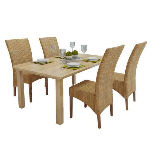 vidaXL Eetkamerstoelen 4 st natuurlijk rattan bruin, Huis en Inrichting, Stoelen, Bruin, Nieuw, Verzenden