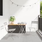 vidaXL 3-delige Bistroset inklapbaar staal beige, Verzenden, Nieuw, Rvs