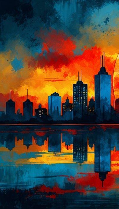 LuisonArt - Riflessi di Titanio - Ai - XXL, Antiek en Kunst, Kunst | Schilderijen | Modern
