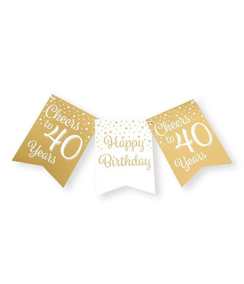 Banner 40 Jaar Goud Wit 6m, Hobby en Vrije tijd, Feestartikelen, Nieuw, Verzenden