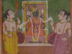 Sri Nathji met twee toegewijden of priesters. - India - XIX