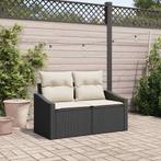 vidaXL Tuinbank met kussen Zwart 123 x 62 x 69cm poly rattan, Tuin en Terras, Tuinsets en Loungesets, Verzenden, Nieuw, Rotan