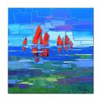 Caroline Mandrafina - Pfleger  Voiles rouges en pleine mer, Antiek en Kunst