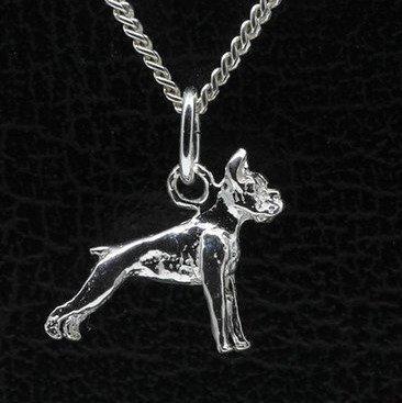 Zilveren Boxer oren gecoupeerd ketting hanger - klein, Sieraden, Tassen en Uiterlijk, Kettinghangers, Verzenden