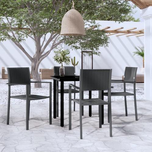 vidaXL 5-delige Tuinset zwart, Tuin en Terras, Tuinsets en Loungesets, Tuinset, Nieuw, 4 zitplaatsen, Textileen, Verzenden