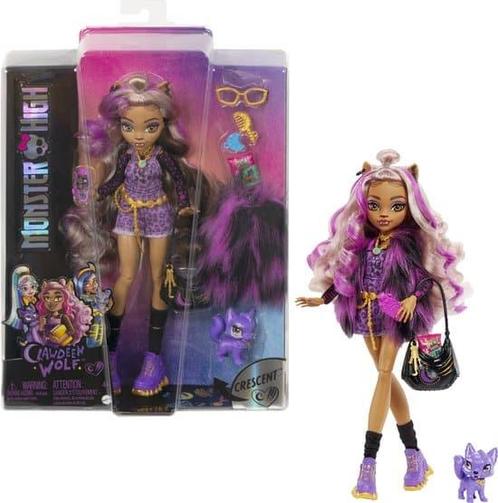 Monster High - Modepop - Clawdeen Wolf pop met zwarte tas, Kinderen en Baby's, Speelgoed | Poppen, Zo goed als nieuw, Ophalen of Verzenden