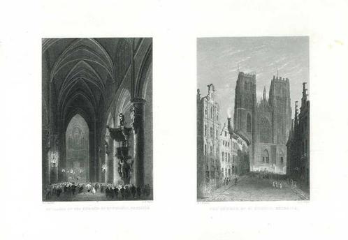 Zicht op Brussels, Antiek en Kunst, Kunst | Etsen en Gravures
