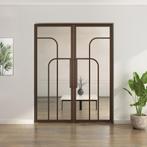 Dubbele stalen taatsdeur Brons 4 Vlaks rond Helder glas, Doe-het-zelf en Verbouw, Deuren en Horren, Minder dan 80 cm, Overige typen