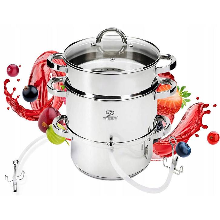Meyerhoff Sapcentrifuge Pan / Stoompan 6-delig – RVS 8L –, Huis en Inrichting, Keuken | Potten en Pannen, Ophalen of Verzenden