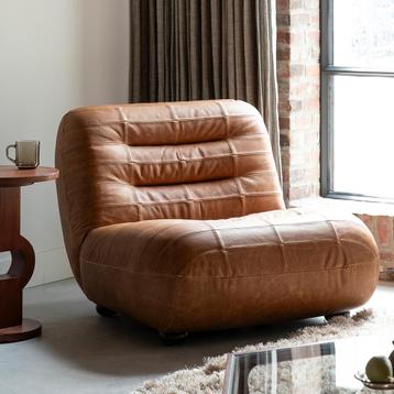 *WOONWINKEL* Dutchbone Wyatt Leren Lounge Fauteuil Cognac beschikbaar voor biedingen