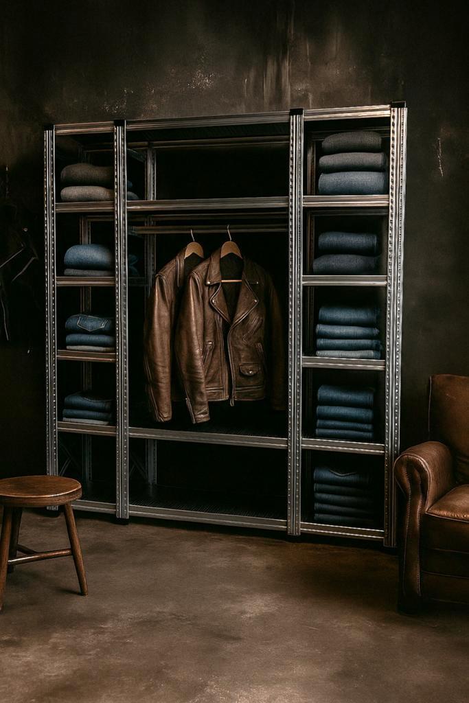 Open stevige kledingkast van metaal, Huis en Inrichting, Kasten | Kledingkasten, Nieuw, Met lade(s), Met plank(en), Met hangruimte