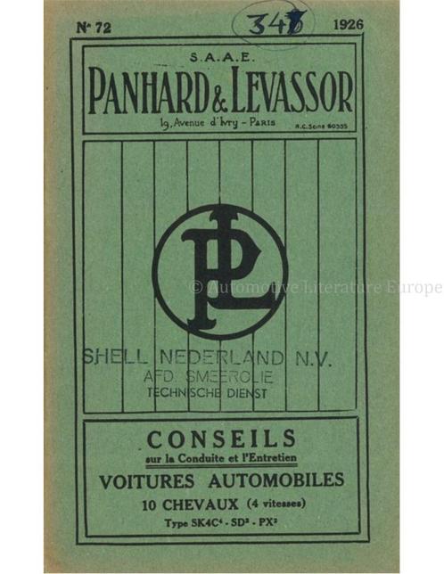 1926 PANHARD & LEVASSOR INSTRUCTIEBOEKJE FRANS, Auto diversen, Handleidingen en Instructieboekjes