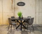 Eettafel mangohout Zwart 120 cm met 4 Leonardo stoelen |, Huis en Inrichting, Tafels | Eettafels, Nieuw, Ophalen of Verzenden