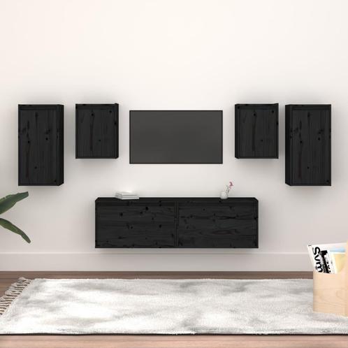 vidaXL Tv-meubelen 6 st massief grenenhout zwart, Huis en Inrichting, Kasten | Televisiemeubels, Nieuw, Verzenden