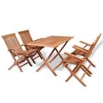 vidaXL 5-delige Tuinset massief teakhout, Tuin en Terras, 5 zitplaatsen, Verzenden, Nieuw, Tuinset