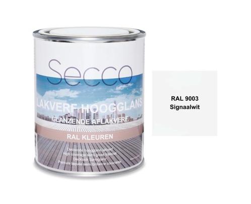 Secco Hoogglans Lakverf | RAL 9003 - Signaalwit | 750 ml, Doe-het-zelf en Verbouw, Verf, Beits en Lak, Verzenden