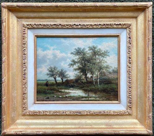 George Heerenbaart (1829-1915) - Hengelaar in landschap, Antiek en Kunst, Kunst | Schilderijen | Klassiek