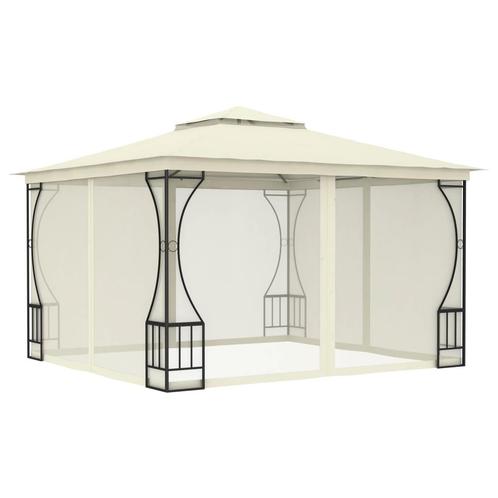 vidaXL Prieel met netten 300x300x265 cm crèmekleurig, Tuin en Terras, Partytenten, Nieuw, Verzenden