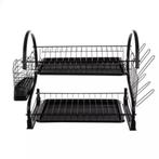 Ruhhy tweelaags afwasrek - Stijlvol zwart afdruiprek met..., Ophalen of Verzenden, Nieuw