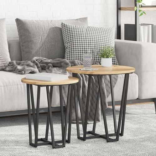 vidaXL Bijzettafelset 2 pcs Artisan Eiken en Zwart 50 x 50 x, Huis en Inrichting, Tafels | Bijzettafels, Nieuw, Verzenden
