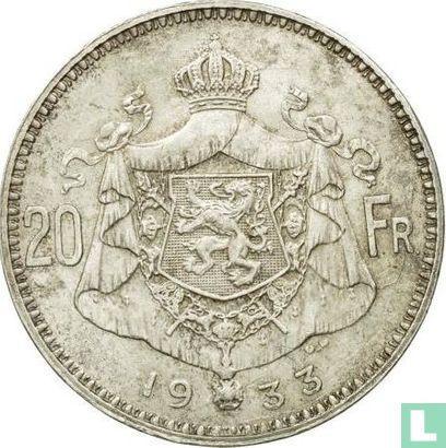 België 20 francs 1933 (FRA - positie B) (munten), Postzegels en Munten, Munten | België, Losse munt, Goud, Zilver, Verzenden