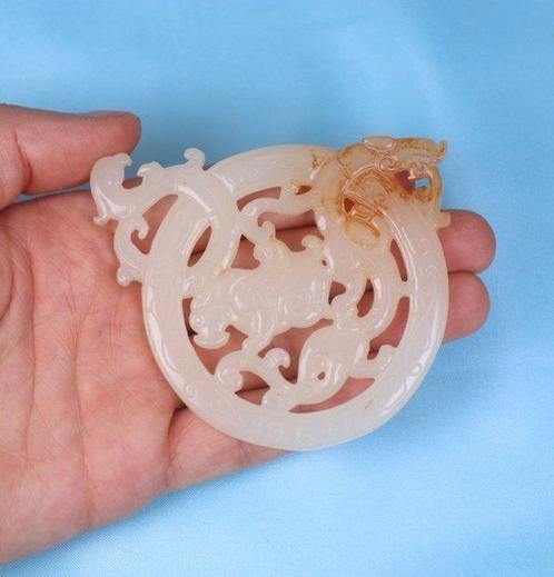 Witte jade - Chinese houtsnijwerk - Traditioneel ornament-, Antiek en Kunst, Antiek | Speelgoed