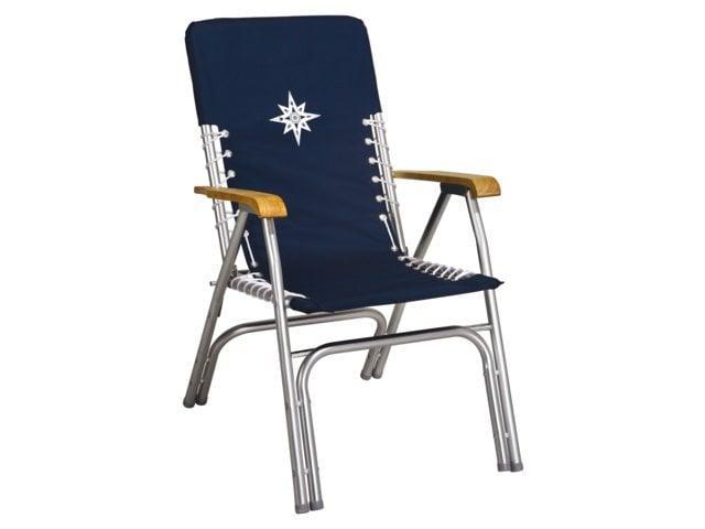 Talamex Dekstoel Deluxe - Blauw - Houten Armleuningen, Watersport en Boten, Accessoires en Onderhoud, Ophalen of Verzenden