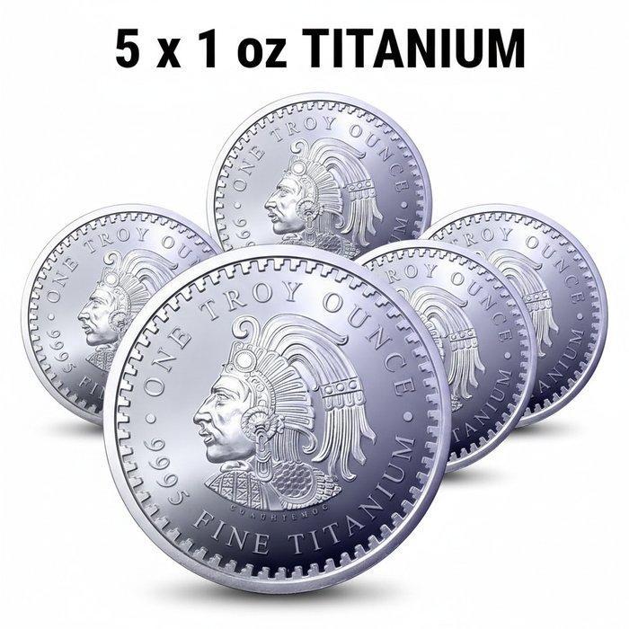 Verenigde Staten. 5 x 1 oz Titanium Aztec Calendar Round BU, Postzegels en Munten, Edelmetalen en Baren