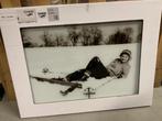 Veiling - Retro glas schilderij dame op ski 60x80cm, Nieuw