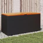 vidaXL Tuinbox 110x50x54 cm poly rattan en acaciahout zwart, Nieuw, Verzenden