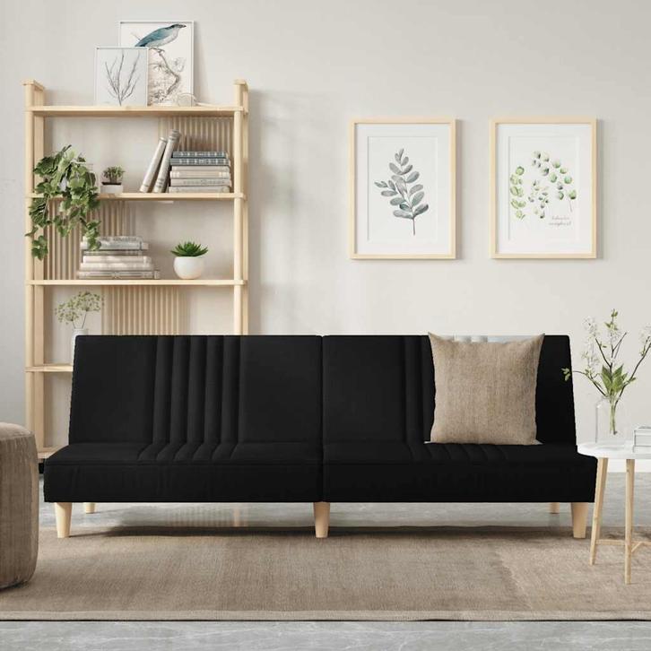 vidaXL Slaapbank stof zwart, Huis en Inrichting, Banken | Bankstellen, Nieuw, 200 tot 250 cm, Stof, Verzenden