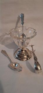 Lepel (4) - Antiek Kristal met zilver marmelade coupe,, Antiek en Kunst, Antiek | Goud en Zilver