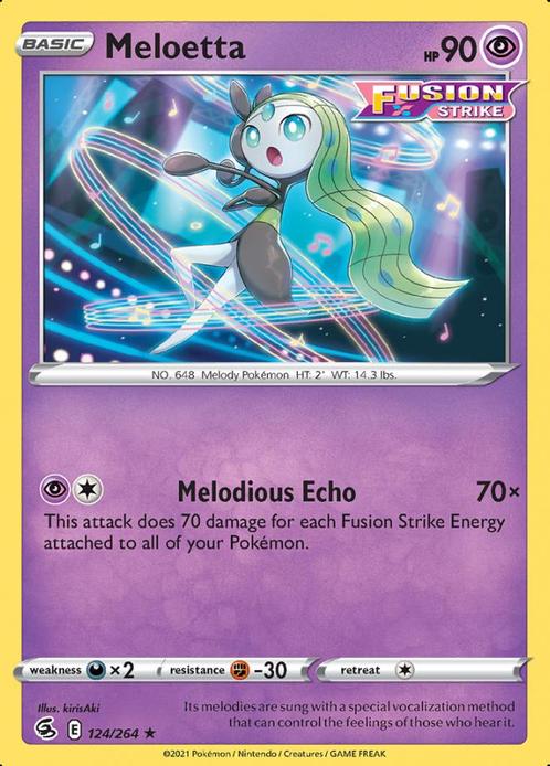 Meloetta 124/264 (Fusion Strike), Hobby en Vrije tijd, Verzamelkaartspellen | Pokémon, Losse kaart, Nieuw, Foil, Ophalen of Verzenden