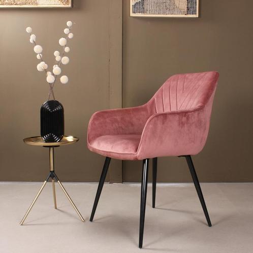 Eetkamerstoel met armleuning | Velvet | Roze | DS4U Gaby, Huis en Inrichting, Stoelen, Nieuw, Ophalen of Verzenden