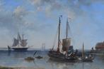 Nicolaas Riegen (1827-1889) - Rivierlandschap met boten