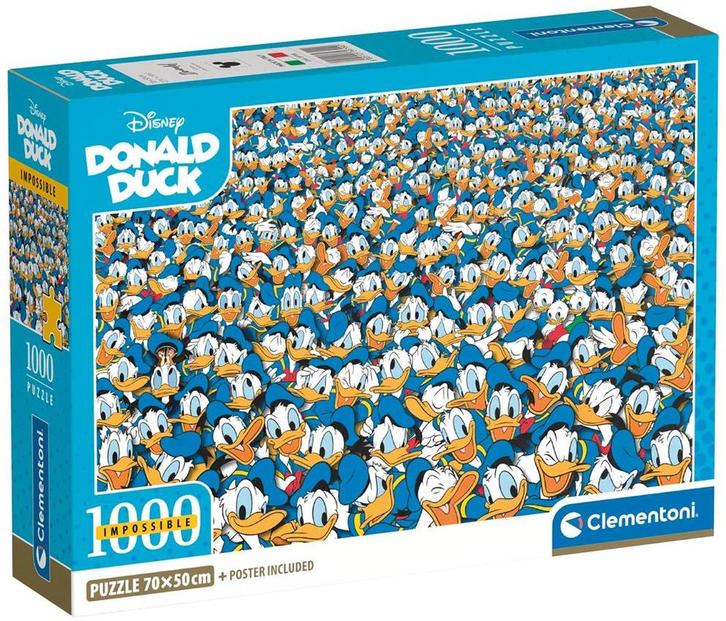 Donald Duck Impossible Puzzel (1000 stukjes) | Clementoni -, Hobby en Vrije tijd, Denksport en Puzzels, Nieuw, Verzenden