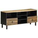 vidaXL Tv-meubel 100x33,5x46 cm massief ruw mangohout zwart, Huis en Inrichting, Woonaccessoires | Cd- en Dvd-rekken, Verzenden