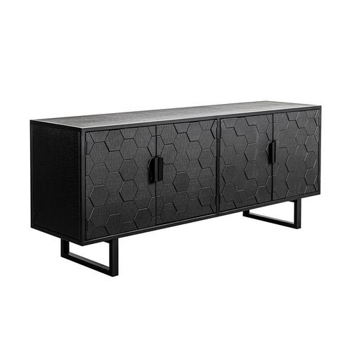 *WOONWINKEL* Tv-dressoir Zwart Hout Hexagon, Huis en Inrichting, Kasten | Televisiemeubels, Nieuw, Verzenden