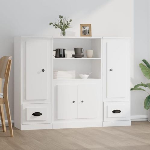 vidaXL buffetkasten 3 st bewerkt hout wit, Huis en Inrichting, Kasten | Buffetkasten, Nieuw, Overige houtsoorten, Verzenden