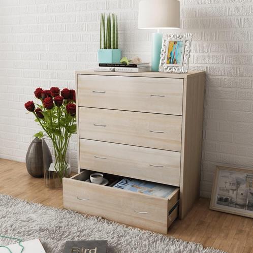 vidaXL Dressoir met 4 lades 60x30,5x71 cm eikenkleur, Huis en Inrichting, Kasten | Dressoirs, 25 tot 50 cm, Nieuw, 50 tot 100 cm